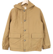 SANDRO Men's Jacket XS Camel Brown Parka Hooded Buttoned Lined Cotton Deck Coat