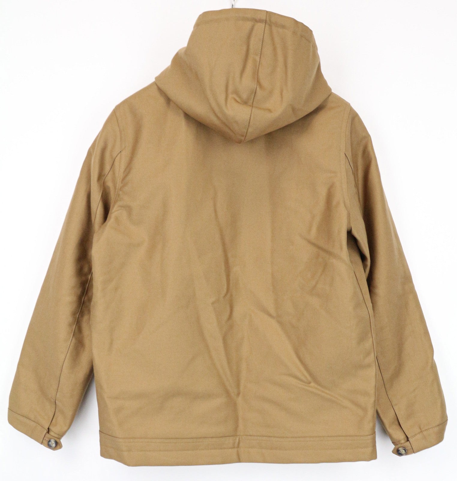 SANDRO Men's Jacket XS Camel Brown Parka Hooded Buttoned Lined Cotton Deck Coat