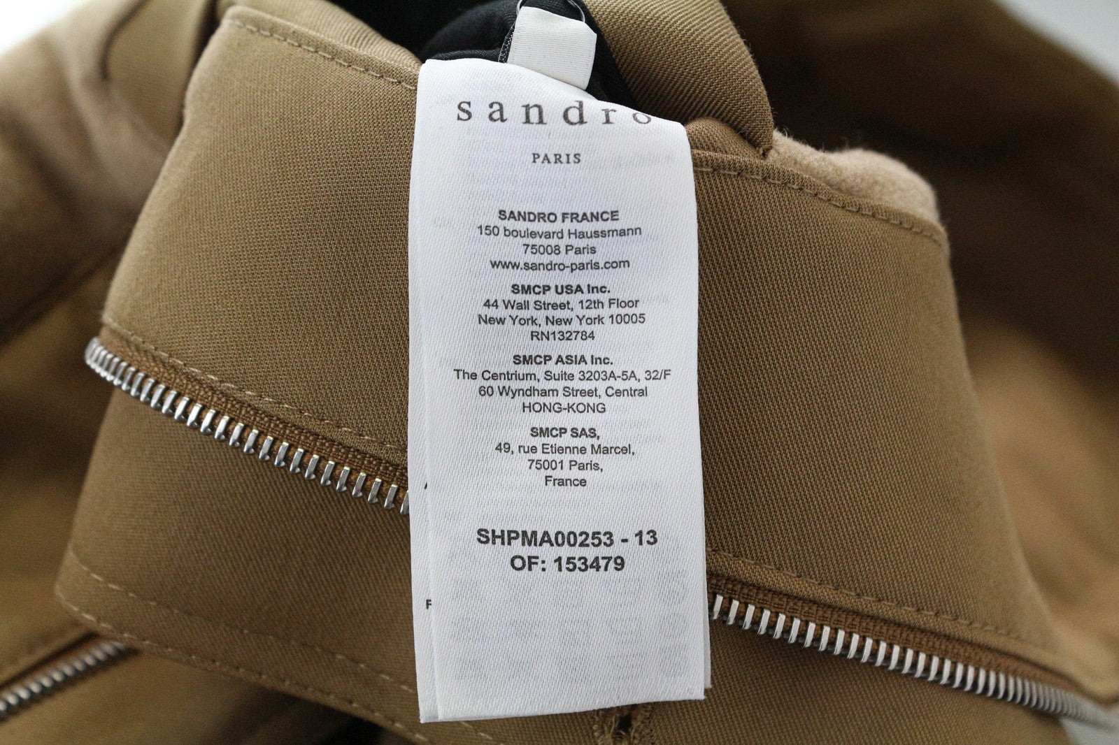 SANDRO Men's Jacket XS Camel Brown Parka Hooded Buttoned Lined Cotton Deck Coat