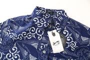 DENHAM Women's Shirt 2XS Blue Cotton Linen Patterned Long Sleeve Button-Up