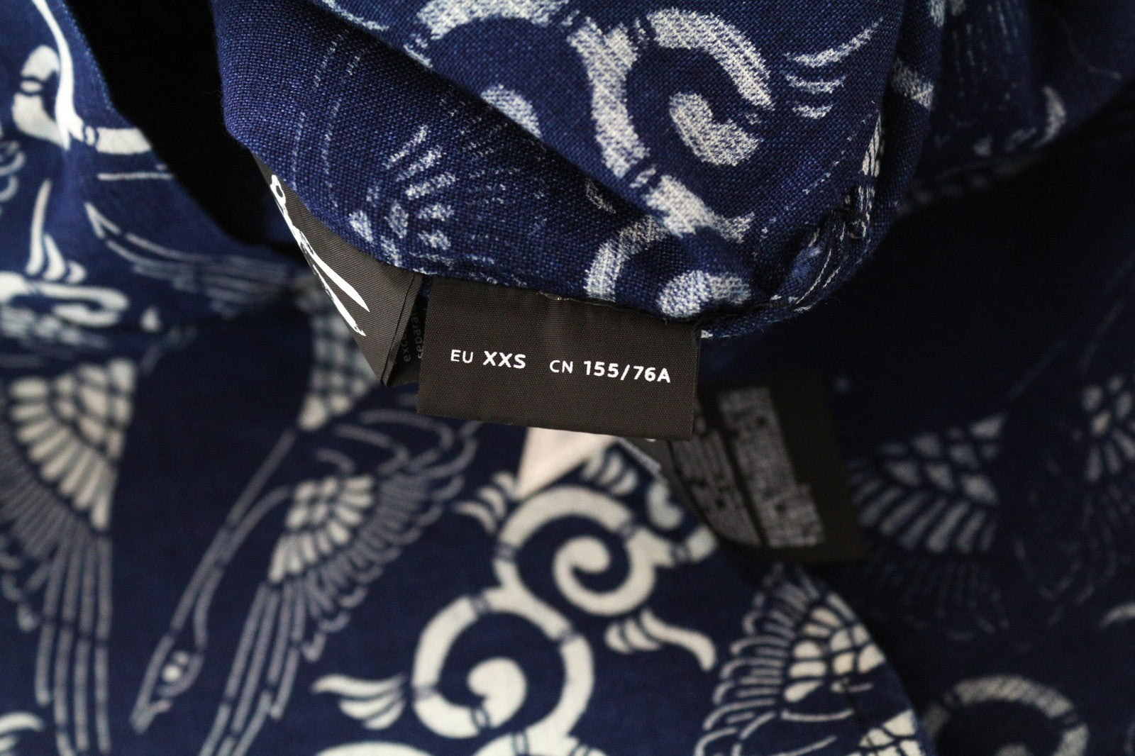 DENHAM Women's Shirt 2XS Blue Cotton Linen Patterned Long Sleeve Button-Up