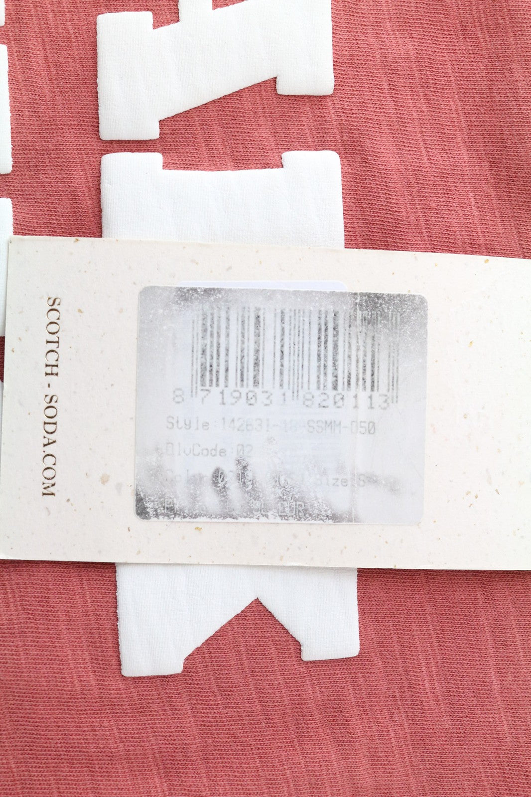 SCOTCH & SODA Men's T-Shirt S Red Melange 3/4 Sleeve Crew Neck Graphic Design