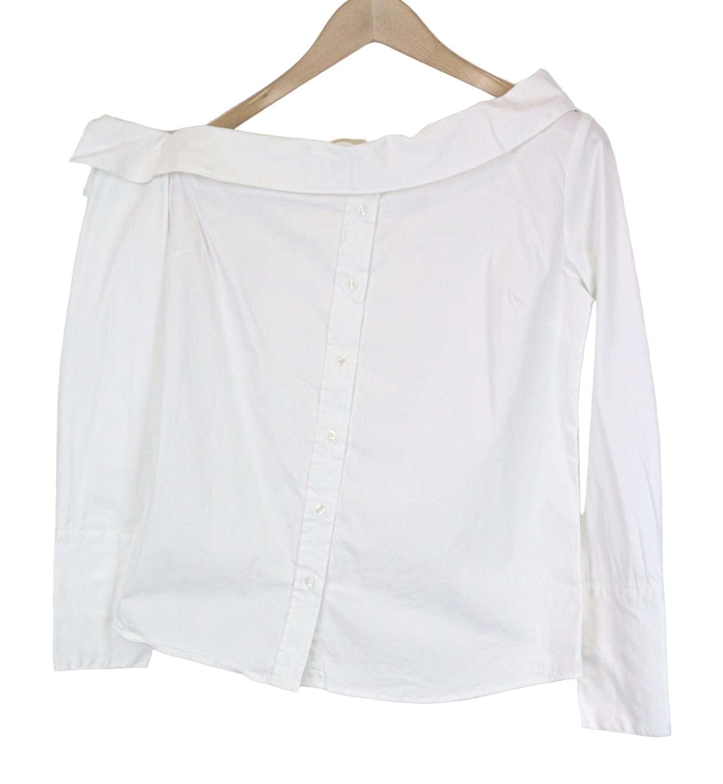 SUISTUDIO Bob Women's Shirt UK12 White Slim Cotton Blend Classic Off-Shoulder