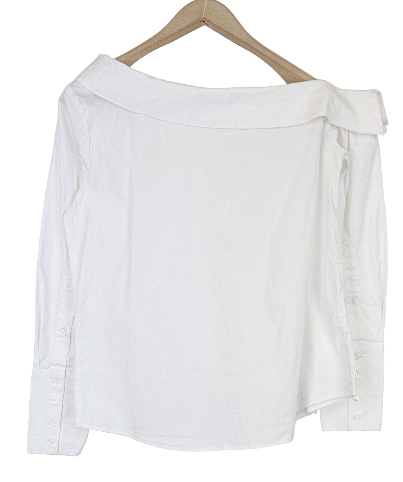 SUISTUDIO Bob Women's Shirt UK12 White Slim Cotton Blend Classic Off-Shoulder