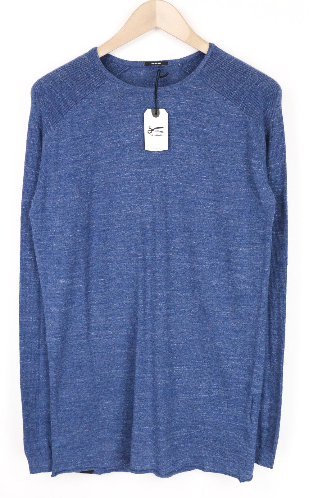 DENHAM Carver Men's Sweatshirt S Blue Cotton Blend Pullover Casual Long Sleeve