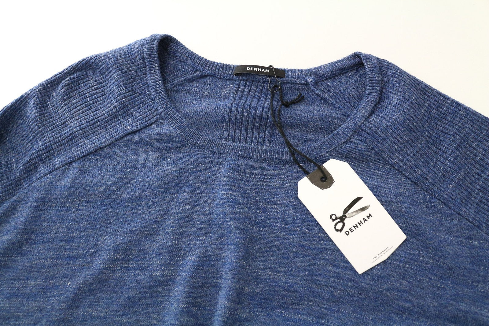 DENHAM Carver Men's Sweatshirt S Blue Cotton Blend Pullover Casual Long Sleeve