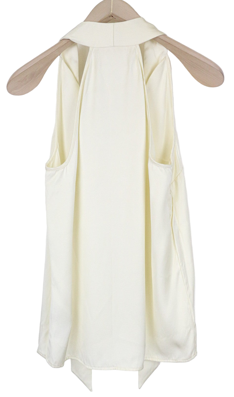 SUISTUDIO Alaska Women's Top UK8 Cream Silk Blend Slim Split Neck Tie Blouse