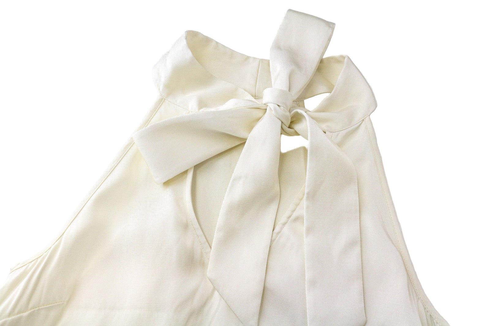 SUISTUDIO Alaska Women's Top UK8 Cream Silk Blend Slim Split Neck Tie Blouse