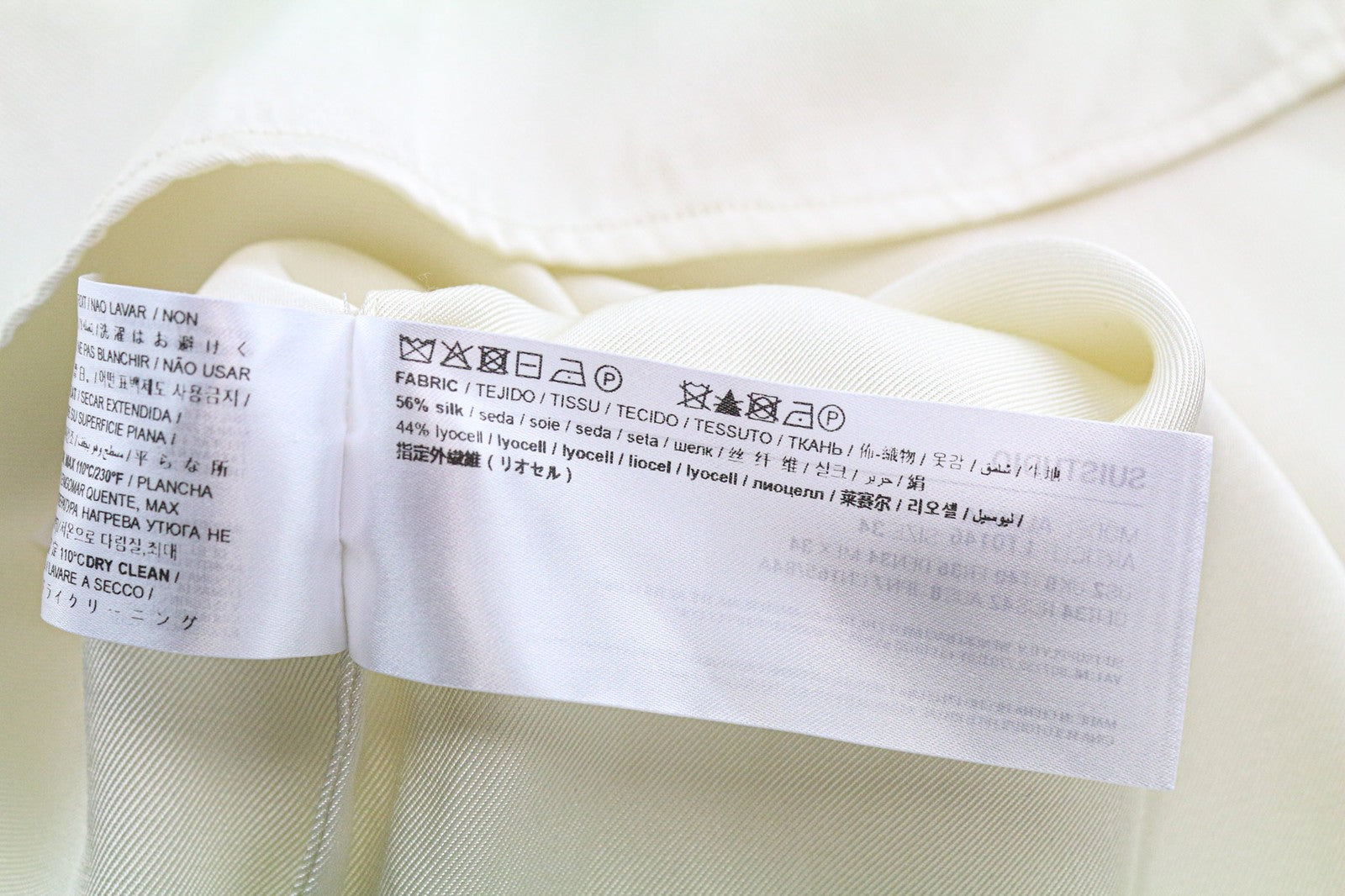 SUISTUDIO Alaska Women's Top UK8 Cream Silk Blend Slim Split Neck Tie Blouse