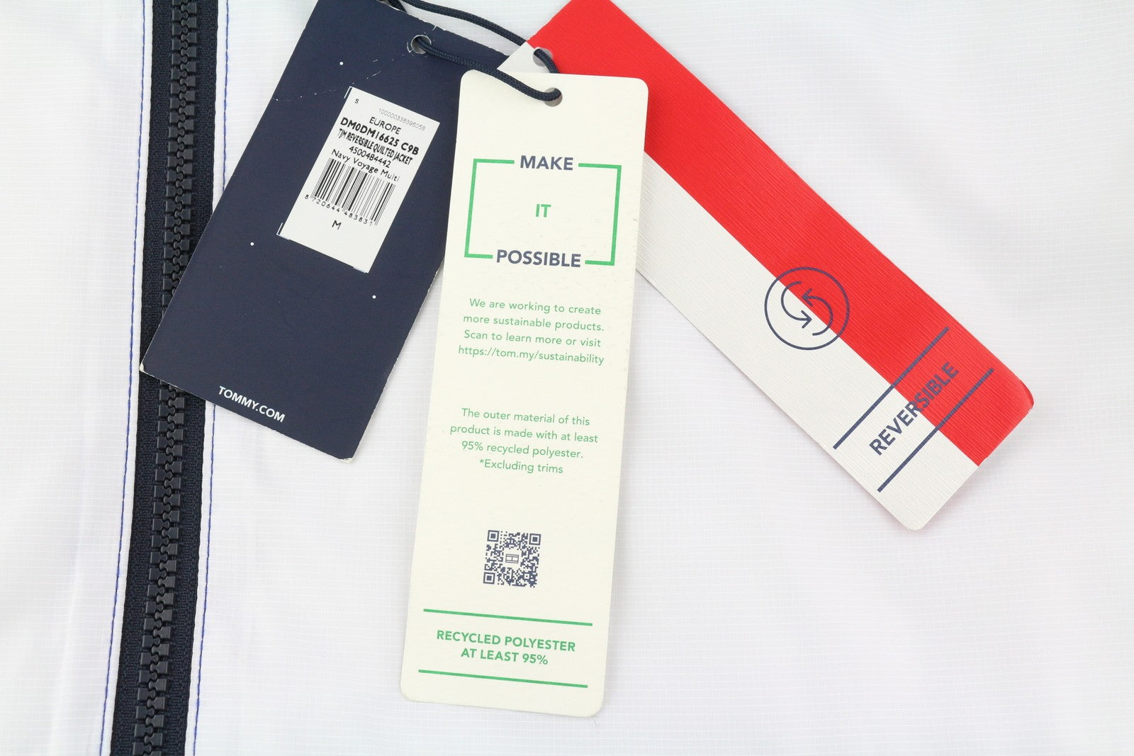 TOMMY HILFIGER Reversible Quilted Men Jacket M Blue Quilted Hooded Zip RRP€239