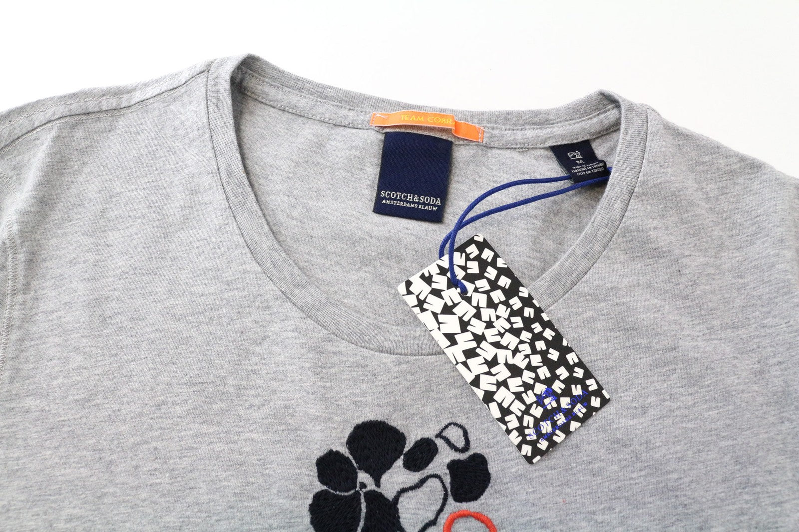 SCOTCH & SODA Ams Blauw Men's Tee M Grey Cotton Crewneck Short Sleeve Summer