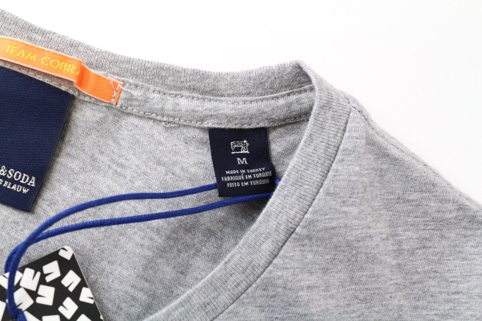 SCOTCH & SODA Ams Blauw Men's Tee M Grey Cotton Crewneck Short Sleeve Summer