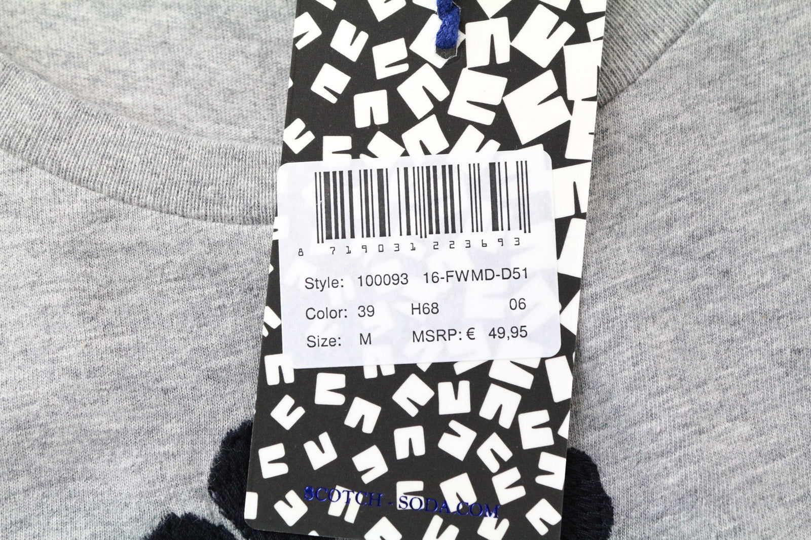 SCOTCH & SODA Ams Blauw Men's Tee M Grey Cotton Crewneck Short Sleeve Summer