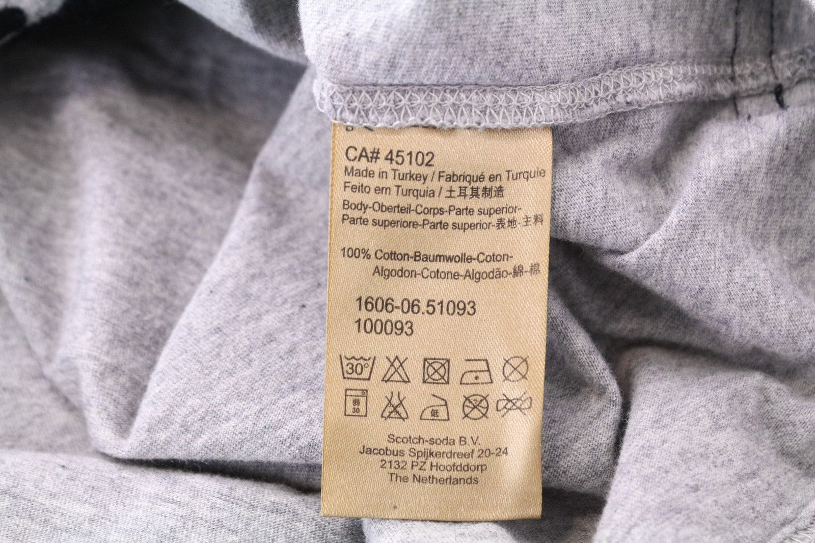 SCOTCH & SODA Ams Blauw Men's Tee M Grey Cotton Crewneck Short Sleeve Summer