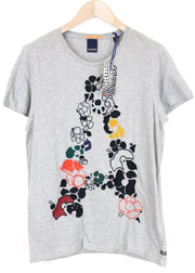 SCOTCH & SODA Ams Blauw Men's Top M Grey Cotton Summer Short Sleeved Casual