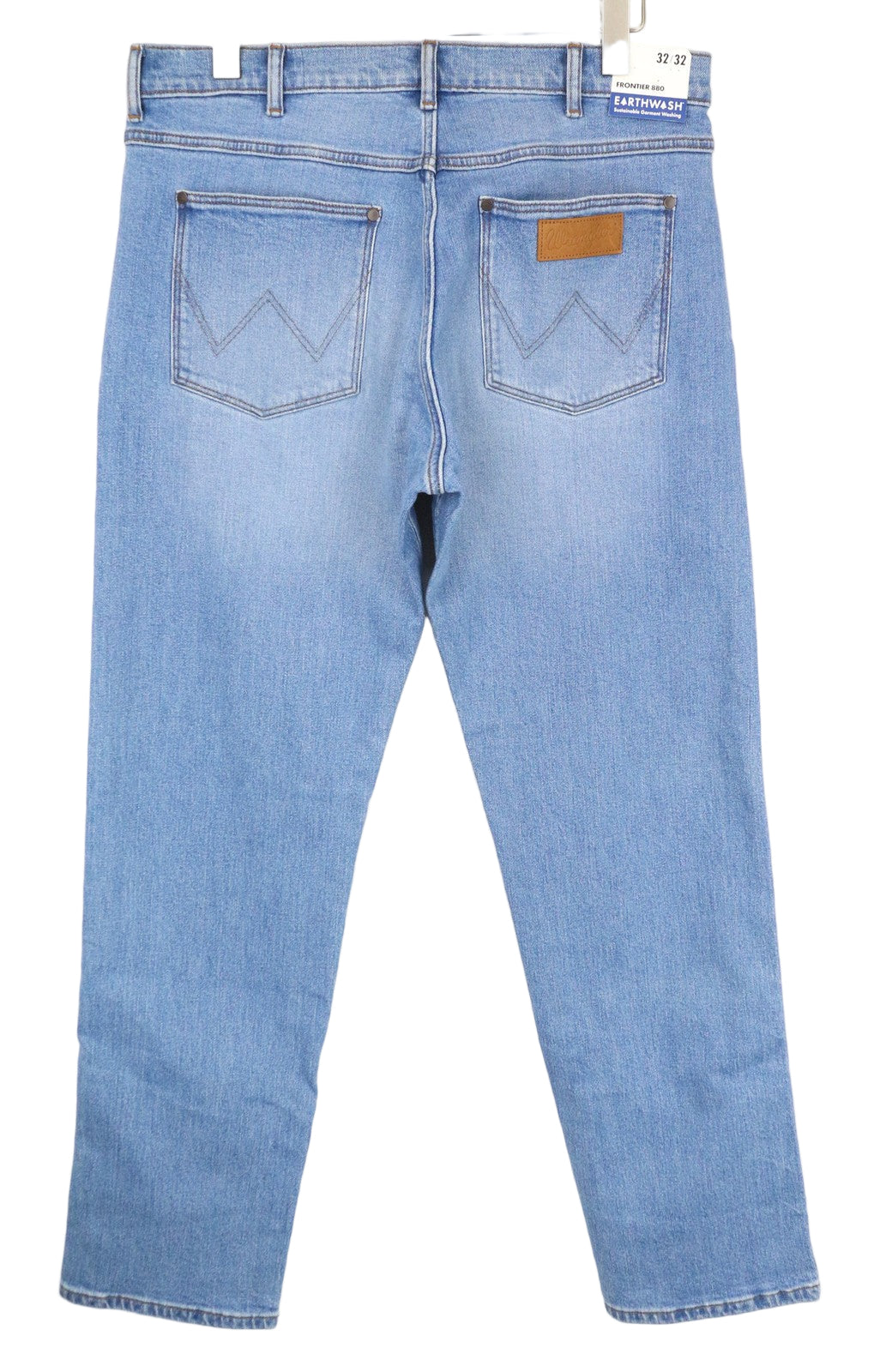 WRANGLER Frontier Men's Jeans W32/L32 Relax Straight Washed Blue Stretch Denim