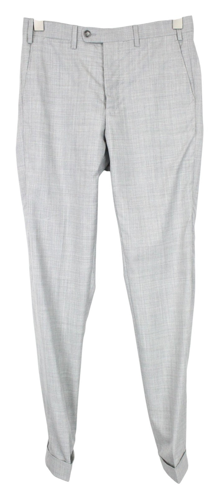 SUITSUPPLY La Spalla Soho Turn Up Men Suit UK34R W30 Grey Melange Wool 2 Piece