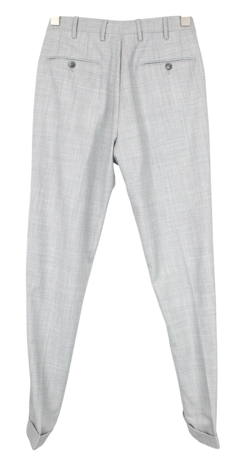 SUITSUPPLY La Spalla Soho Turn Up Men Suit UK34R W30 Grey Melange Wool 2 Piece