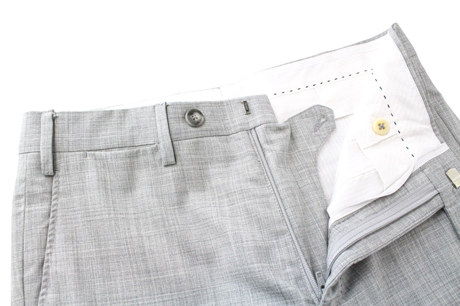 SUITSUPPLY La Spalla Soho Turn Up Men Suit UK34R W30 Grey Melange Wool 2 Piece