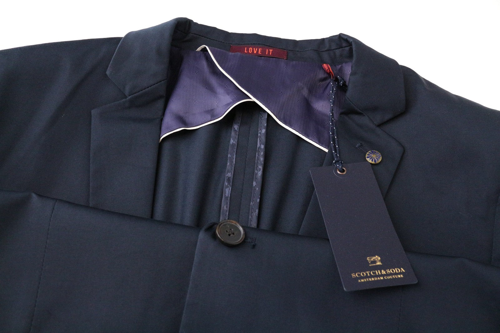 SCOTCH & SODA Ams Couture Men's Blazer XL Navy Cotton Stretch Single-Breasted