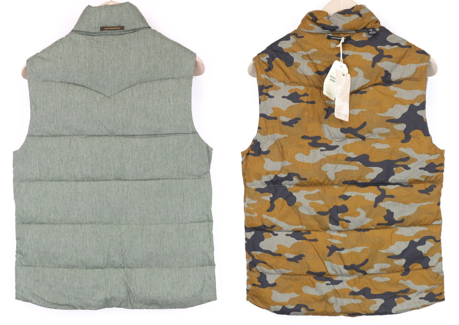 SCOTCH & SODA Ams Couture Men's Waistcoat S Green Padded Reversible Patterned