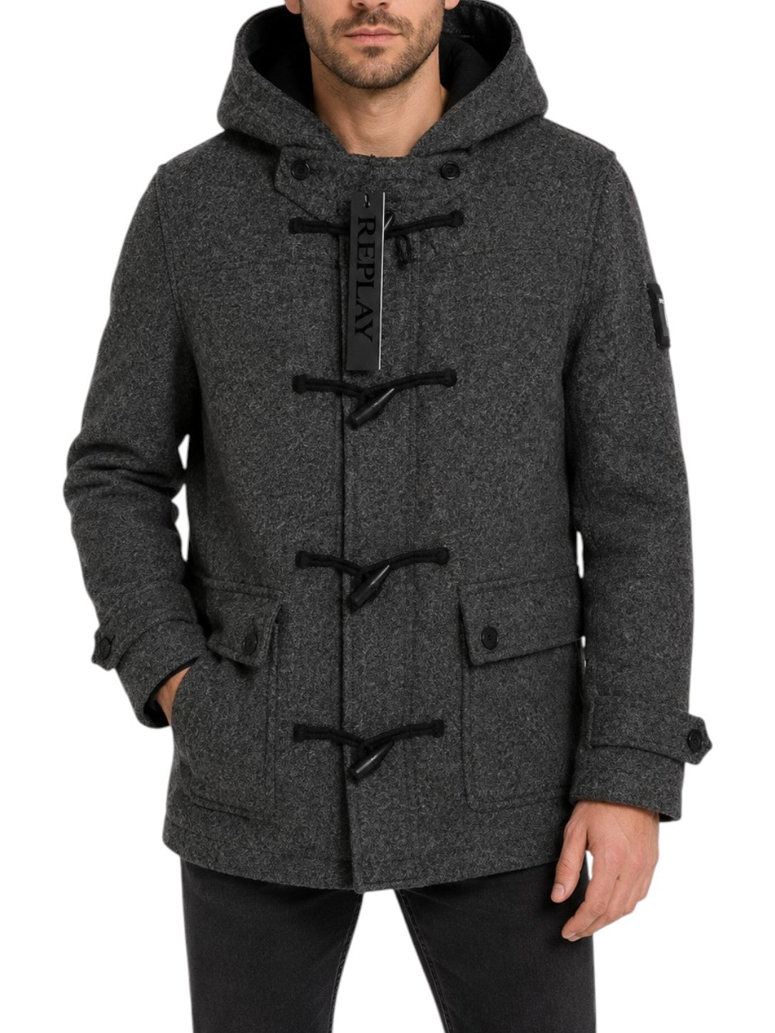 Grauer Wollmantel
