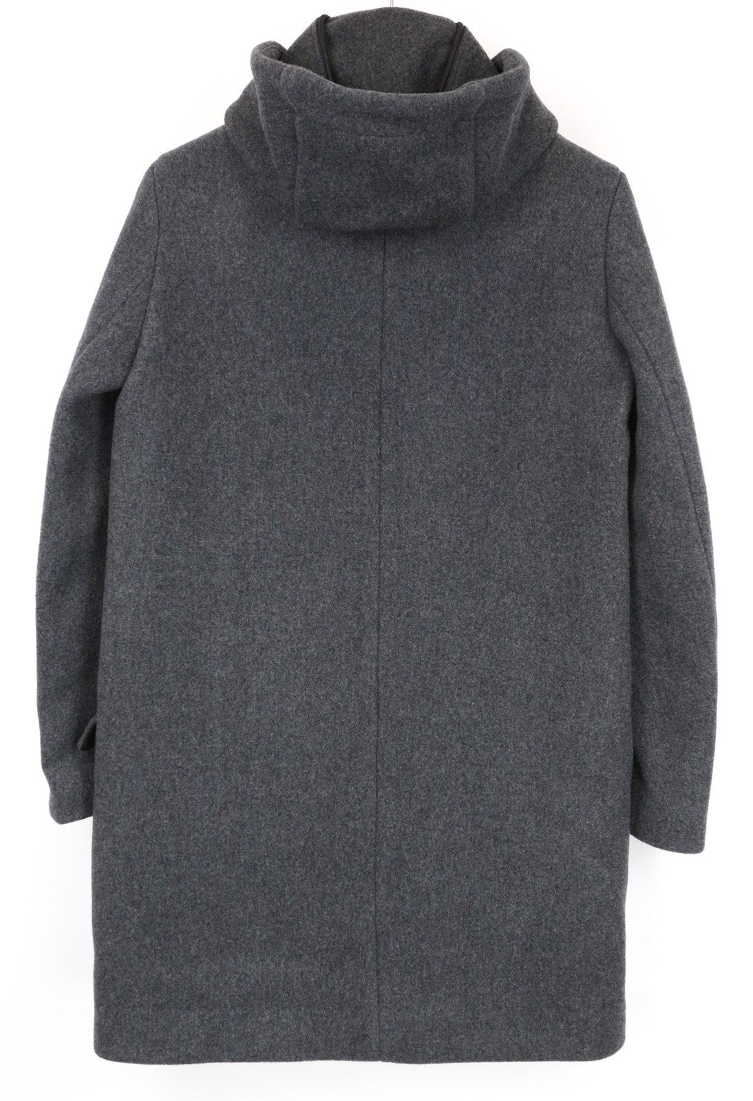 SANDRO Men's Coat 36 Grey Wool Blend Single-Breast Long Sleeve Zipped Hooded