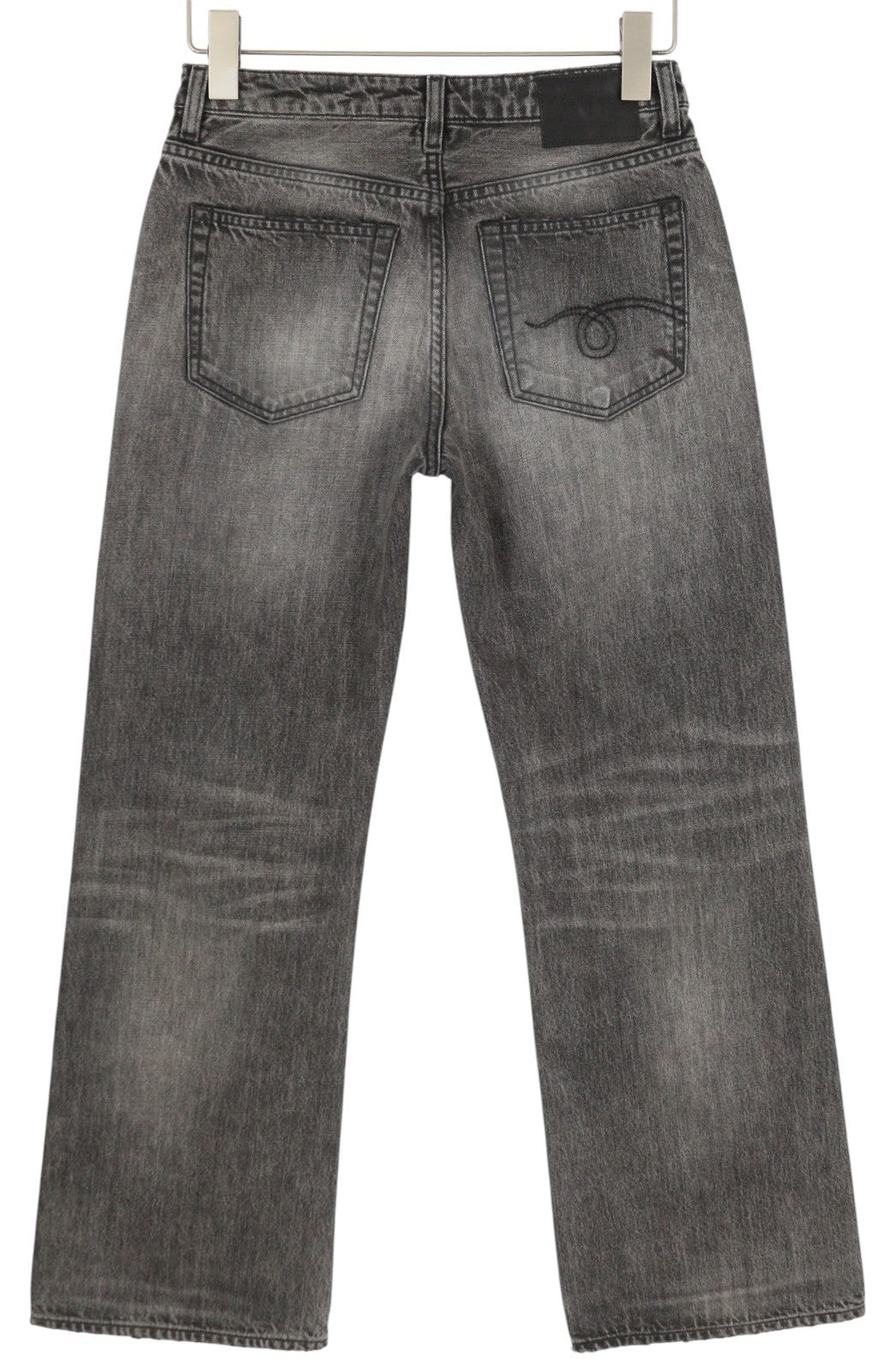 R13 Effie Women Jeans 25 Polaris Black Faded Washed Straight Fit Zip Fly Denim