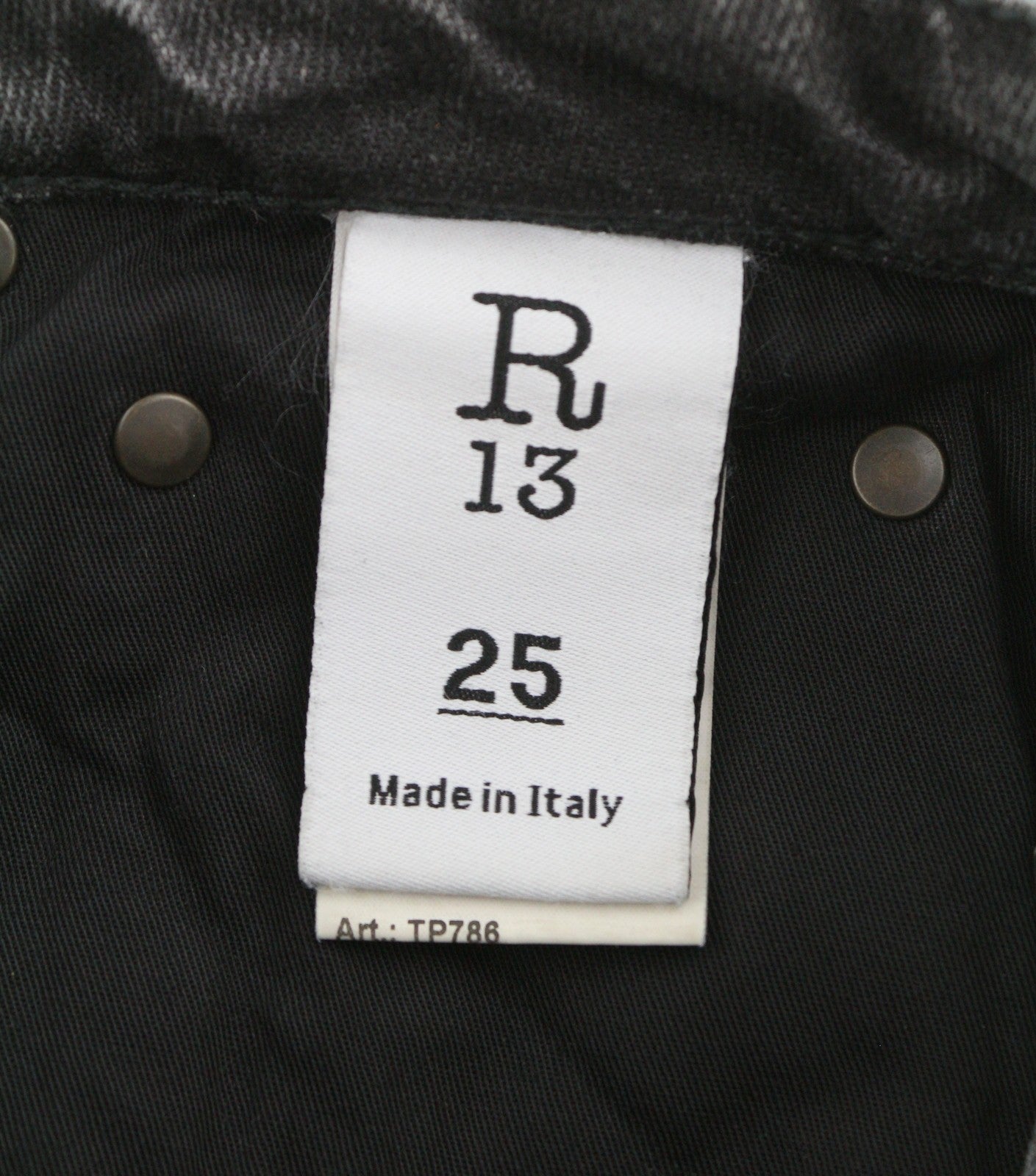 R13 Effie Women Jeans 25 Polaris Black Faded Washed Straight Fit Zip Fly Denim