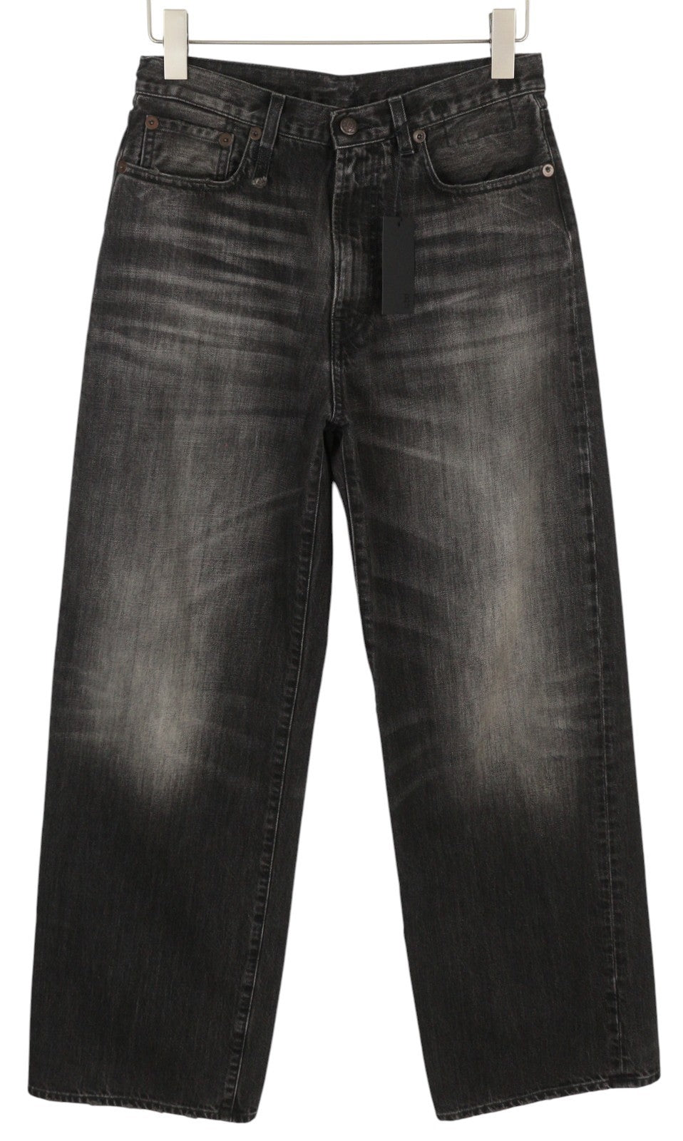 R13 D'Arcy Loose Women Jeans 27 Wilson Black Faded Relaxed Zip Denim RRP€700