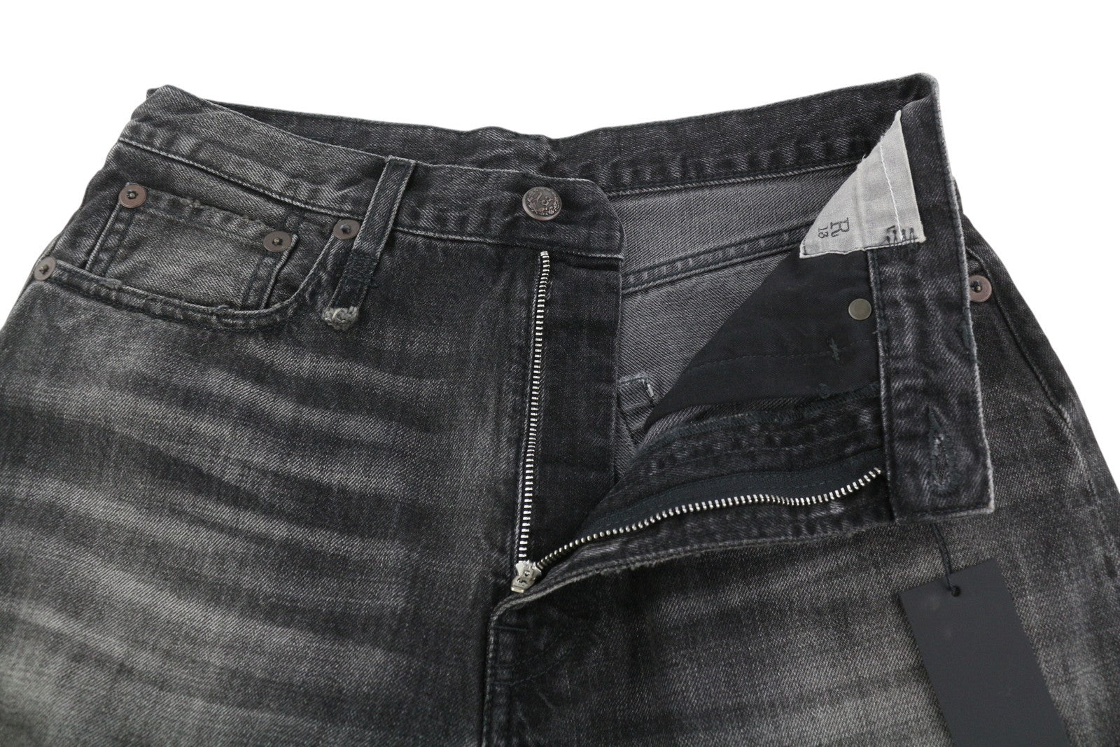 R13 D'Arcy Loose Women Jeans 27 Wilson Black Faded Relaxed Zip Denim RRP€700