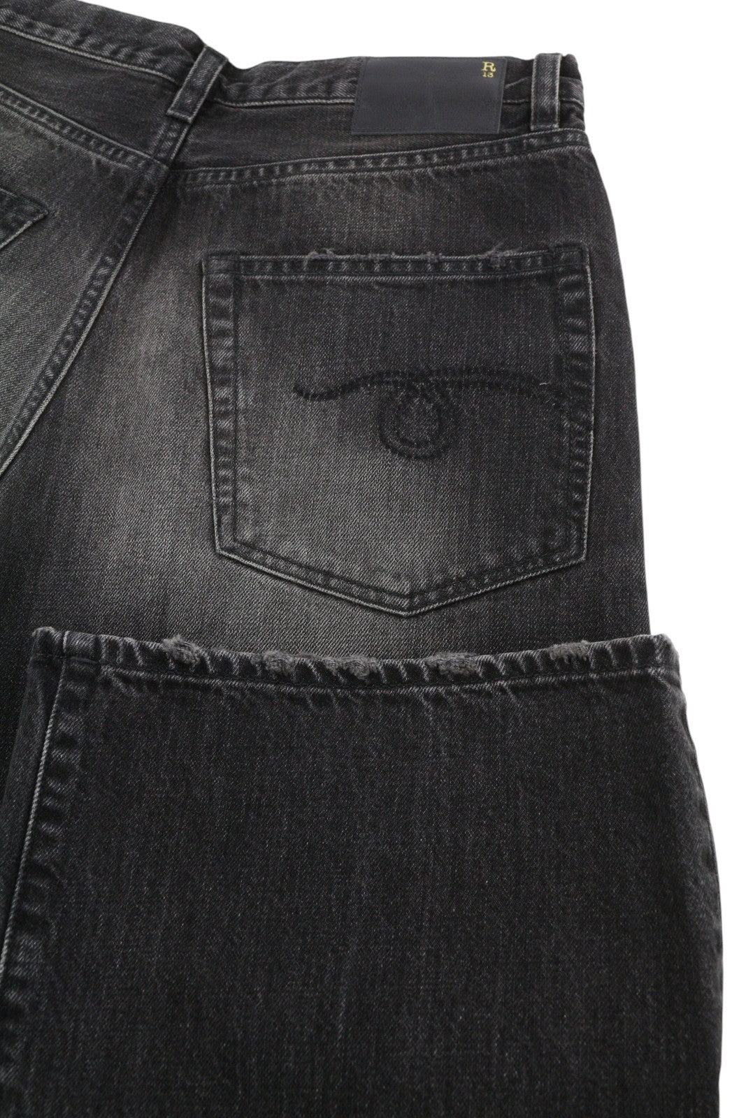 R13 D'Arcy Loose Women Jeans 27 Wilson Black Faded Relaxed Zip Denim RRP€700