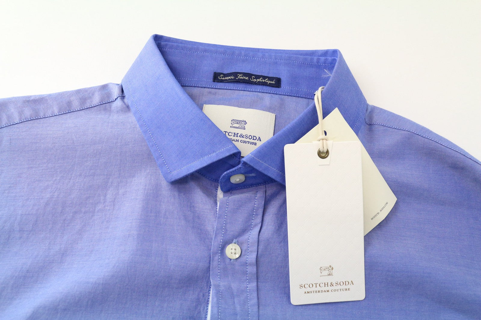 SCOTCH & SODA Ams Couture Men's Shirt XL Blue Cotton Slim Button-Up Smart Casual