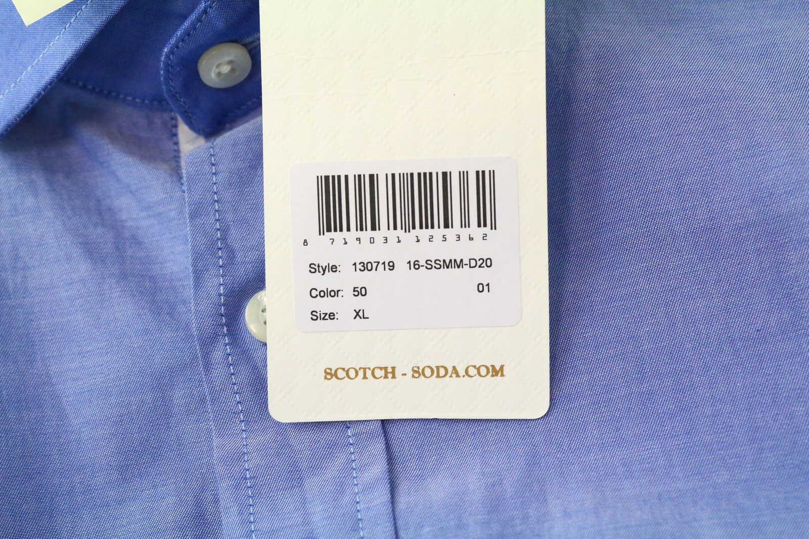 SCOTCH & SODA Ams Couture Men's Shirt XL Blue Cotton Slim Button-Up Smart Casual