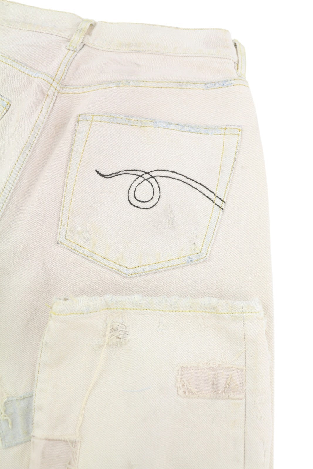 R13 Boyfriend Women Jeans 27 Pale Pink Distress Ripped Patches Ankle Dirty Look