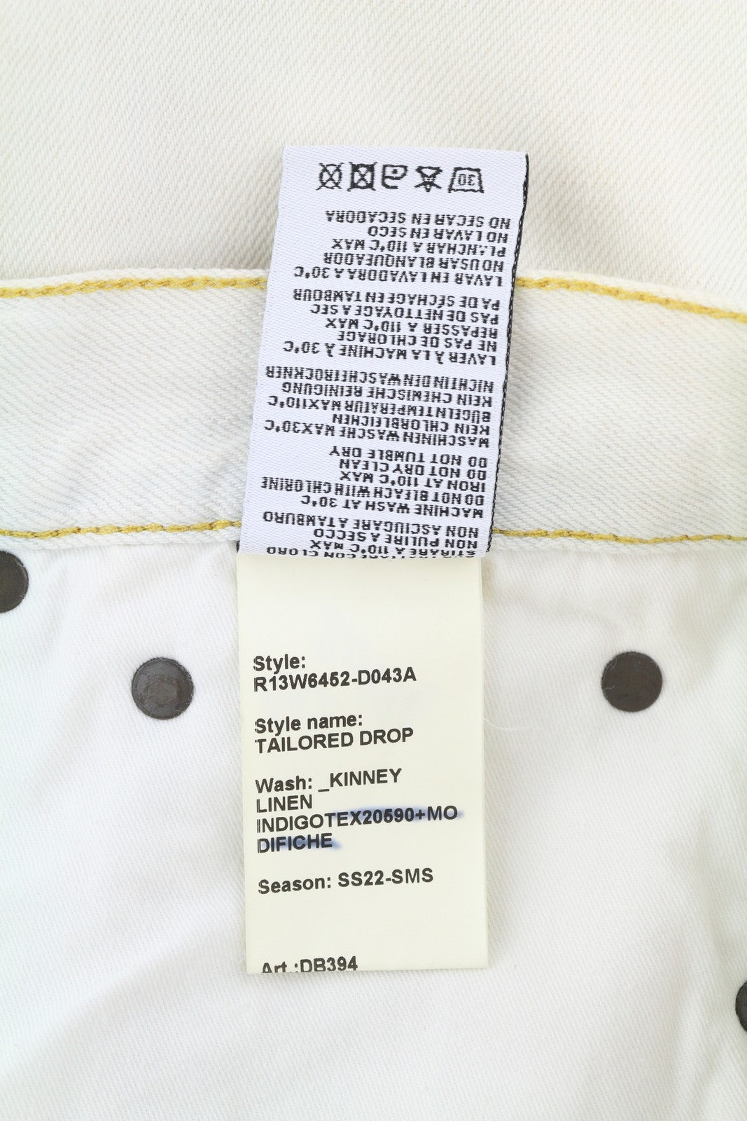 R13 Tailored Drop Women Jeans 27 Kinney Linen Indigo Relaxed Cropped RRP€599