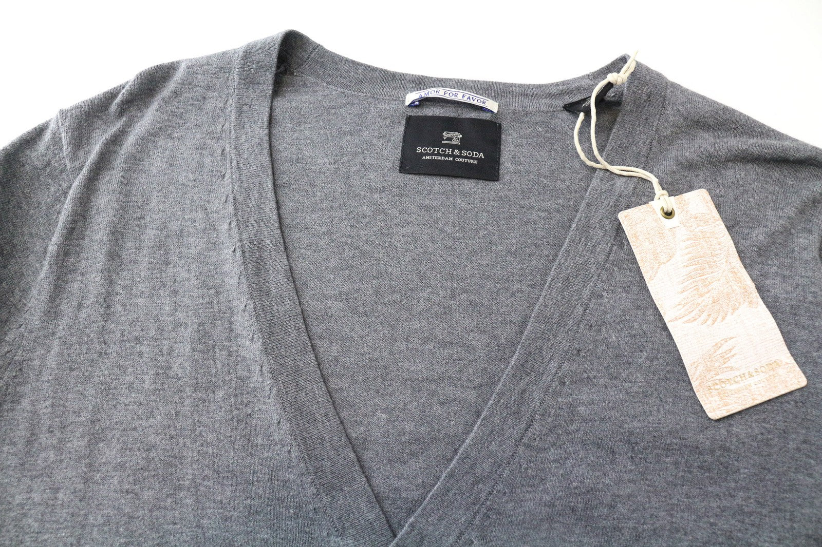 SCOTCH & SODA Ams Couture Men's Grey Sweatshirt S Cotton Long Sleeve Cardigan