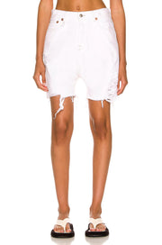 R13 Marky Drop Women Shorts 27 Nico White Distress Ripped Button Fly Light Denim