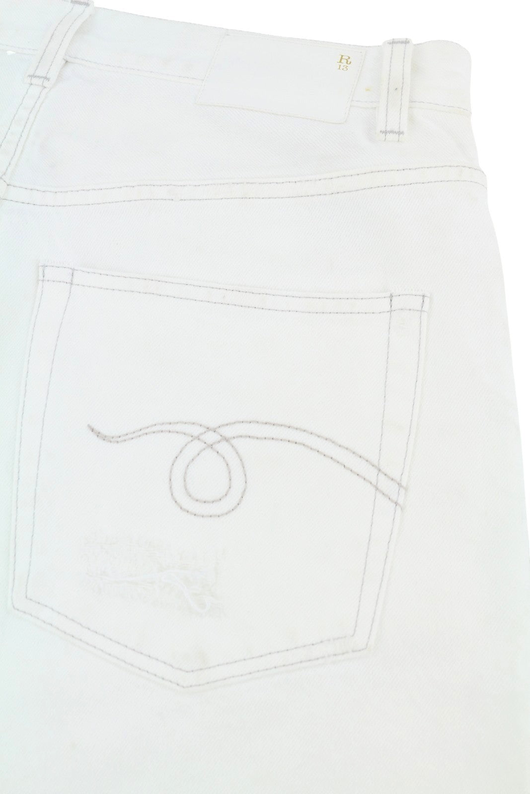 R13 Marky Drop Women Shorts 27 Nico White Distress Ripped Button Fly Light Denim