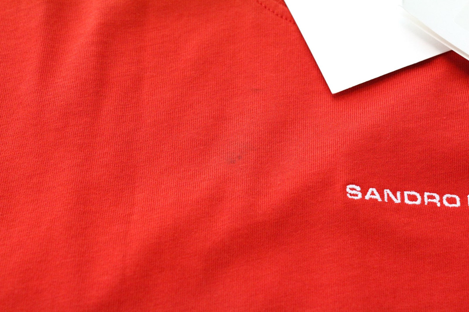 SANDRO Men's T-Shirt M Red Cotton Logo Print Short Sleeve Pullover Casual Tee