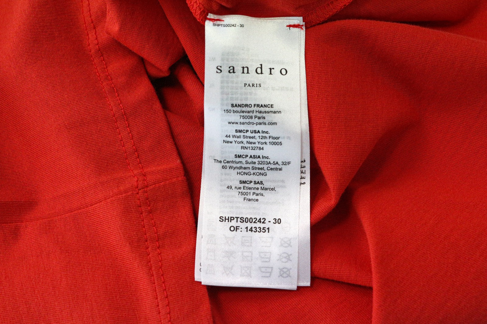 SANDRO Men's T-Shirt M Red Cotton Logo Print Short Sleeve Pullover Casual Tee