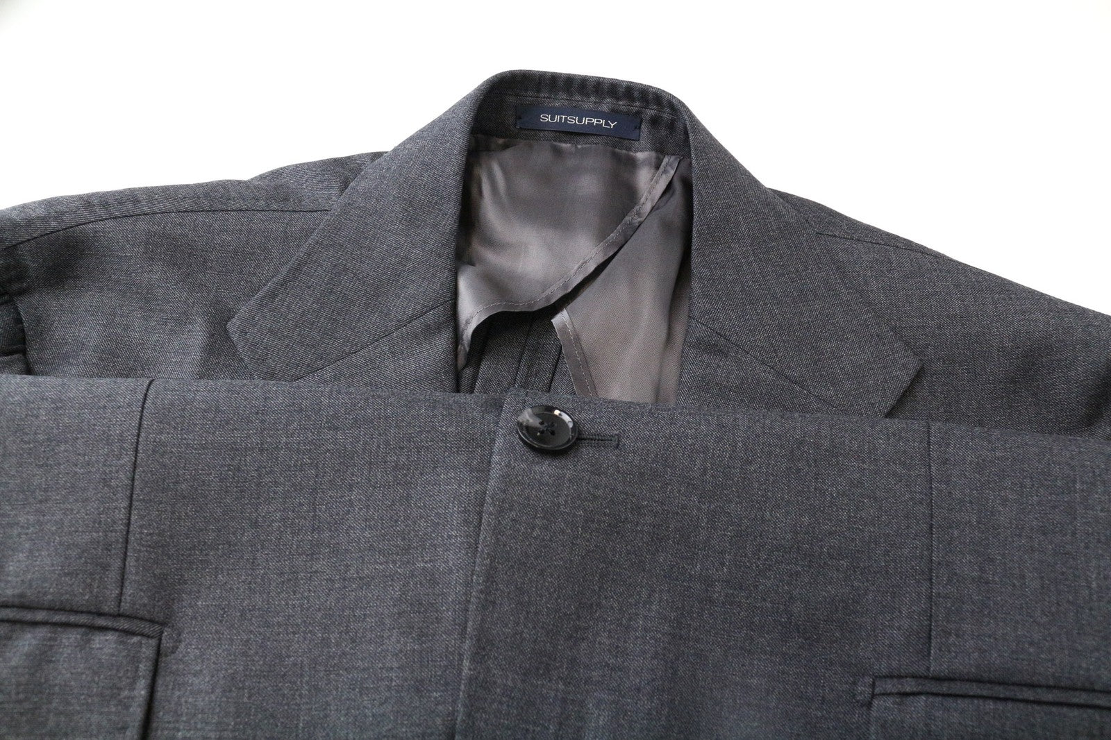 SUITSUPPLY La Spalla vyriškas švarkas UK44L pilkas, grynos vilnos, vienos krūtinės, klasikinis