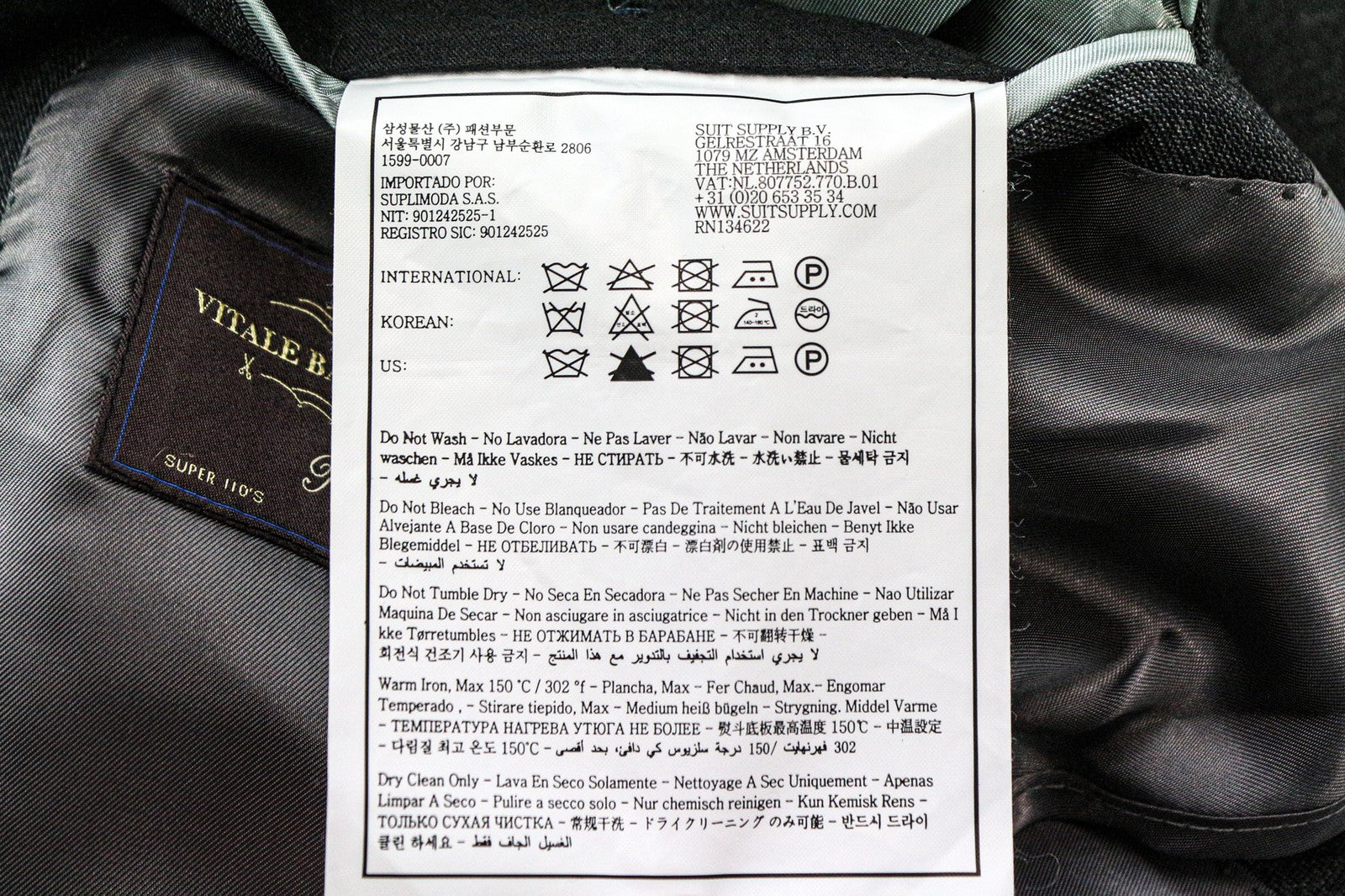 SUITSUPPLY La Spalla vyriškas švarkas UK44L pilkas, grynos vilnos, vienos krūtinės, klasikinis