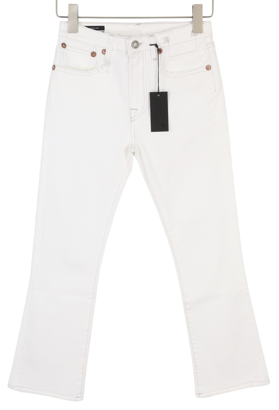 R13 Kick Fit Women Jeans 26 Bale White Flared Cropped Ankle Length Denim RRP€499