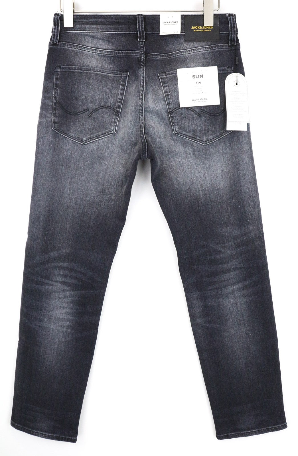 JACK & JONES Tim Men's Jeans W31/L30 Black Washed Slim Fit Cotton Stretch Denim