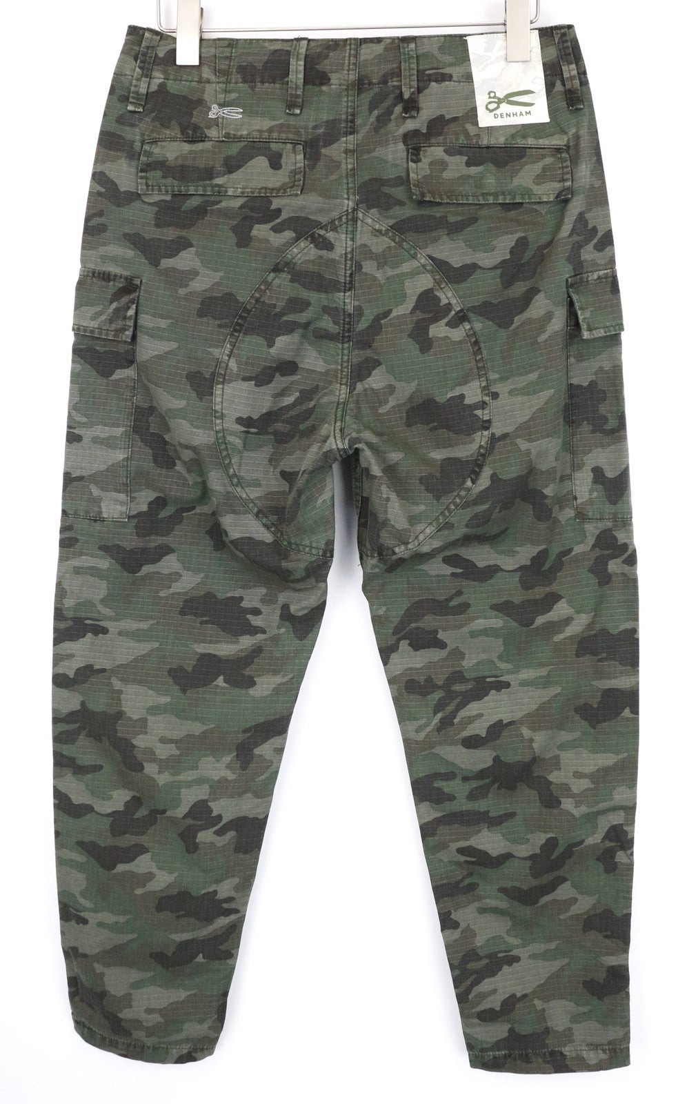DENHAM Nato Men's Cargo Trousers W30/L32 Green Camouflage Pure Cotton Patterned