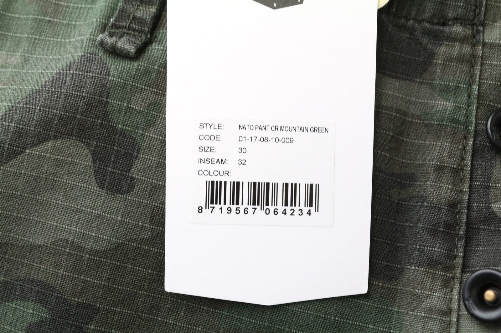 DENHAM Nato Men's Cargo Trousers W30/L32 Green Camouflage Pure Cotton Patterned