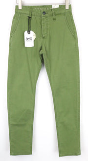 DENHAM Tokyo Men's Trousers W27/L32 Drop Carrot Fit Green Cotton Stretch Casual