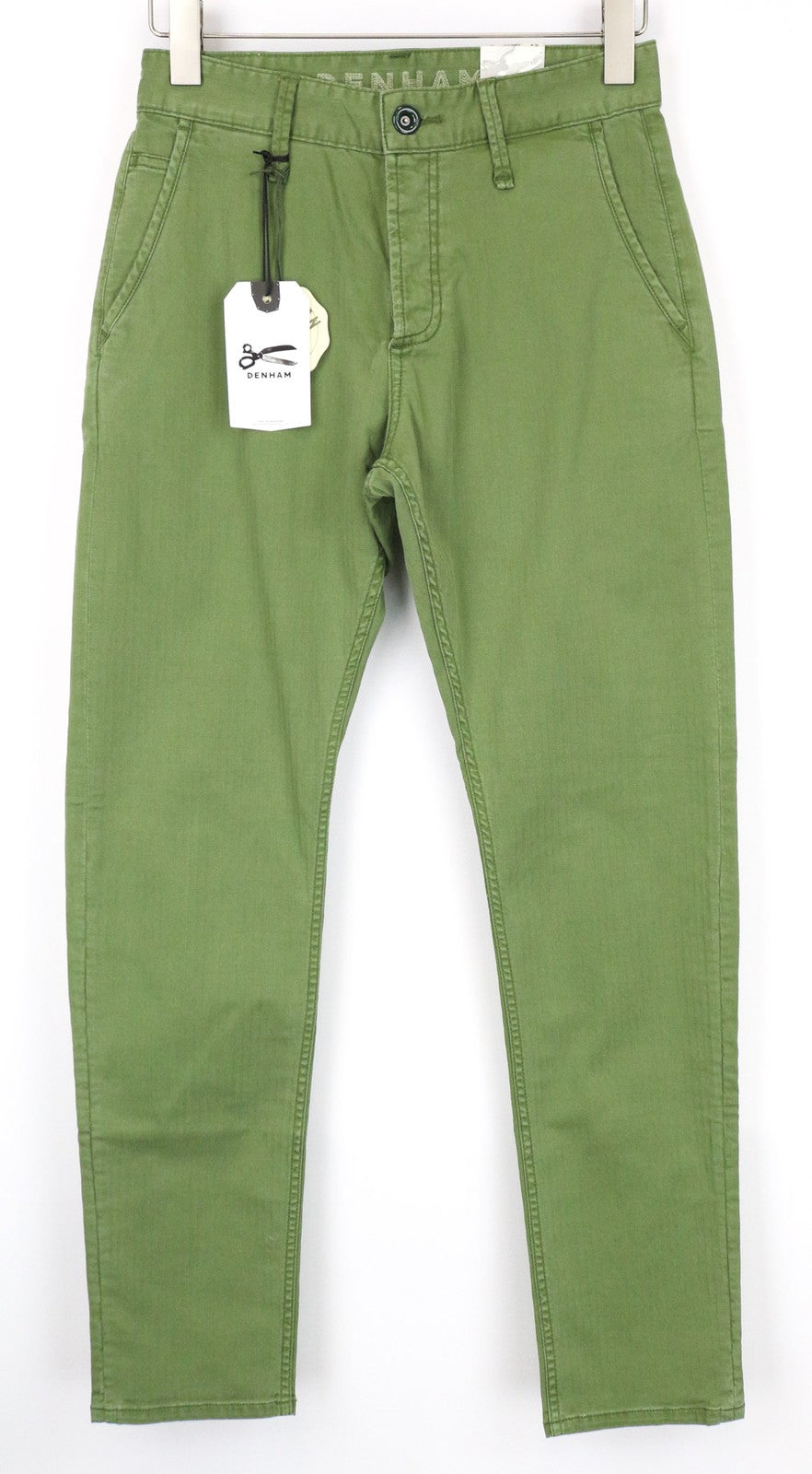 DENHAM Tokyo Men's Trousers W27/L32 Drop Carrot Fit Green Cotton Stretch Casual