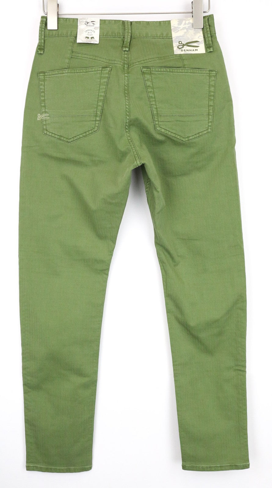 DENHAM Tokyo Men's Trousers W27/L32 Drop Carrot Fit Green Cotton Stretch Casual